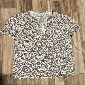 Max Studio Floral Puff Sleeve BlouseIn Cream/ Clay Wild Multi Vine